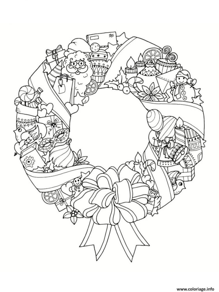 Coloriage Mandala Noel Couronne De Noel Dessin Mandala De Noel À Imprimer pour Couronne Coloriage