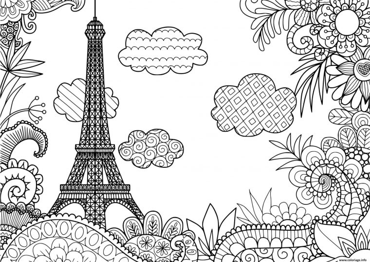 Coloriage Mandala Tour Eiffel Paris – Jecolorie concernant Tour Eiffel Coloriage