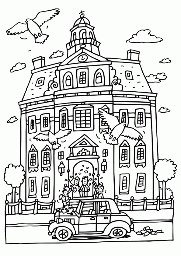 Coloriage Mariage Eglise serapportantà Coloriage Eglise 