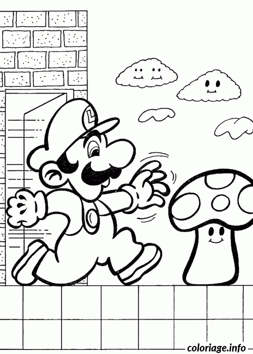 Coloriage Mario Bros Court - Jecolorie destiné Mario Bros Dessin 