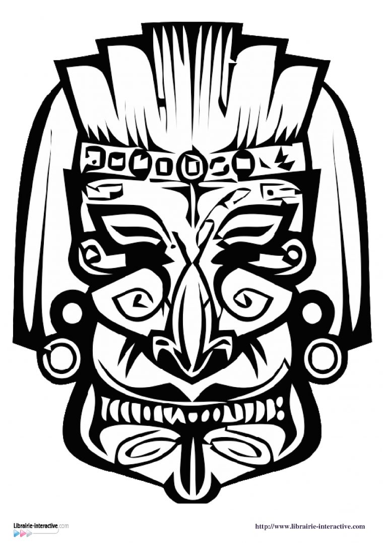 Coloriage Masque Africain – Image 9  Masques Africains, Symboles Mayas avec Masque Dessin