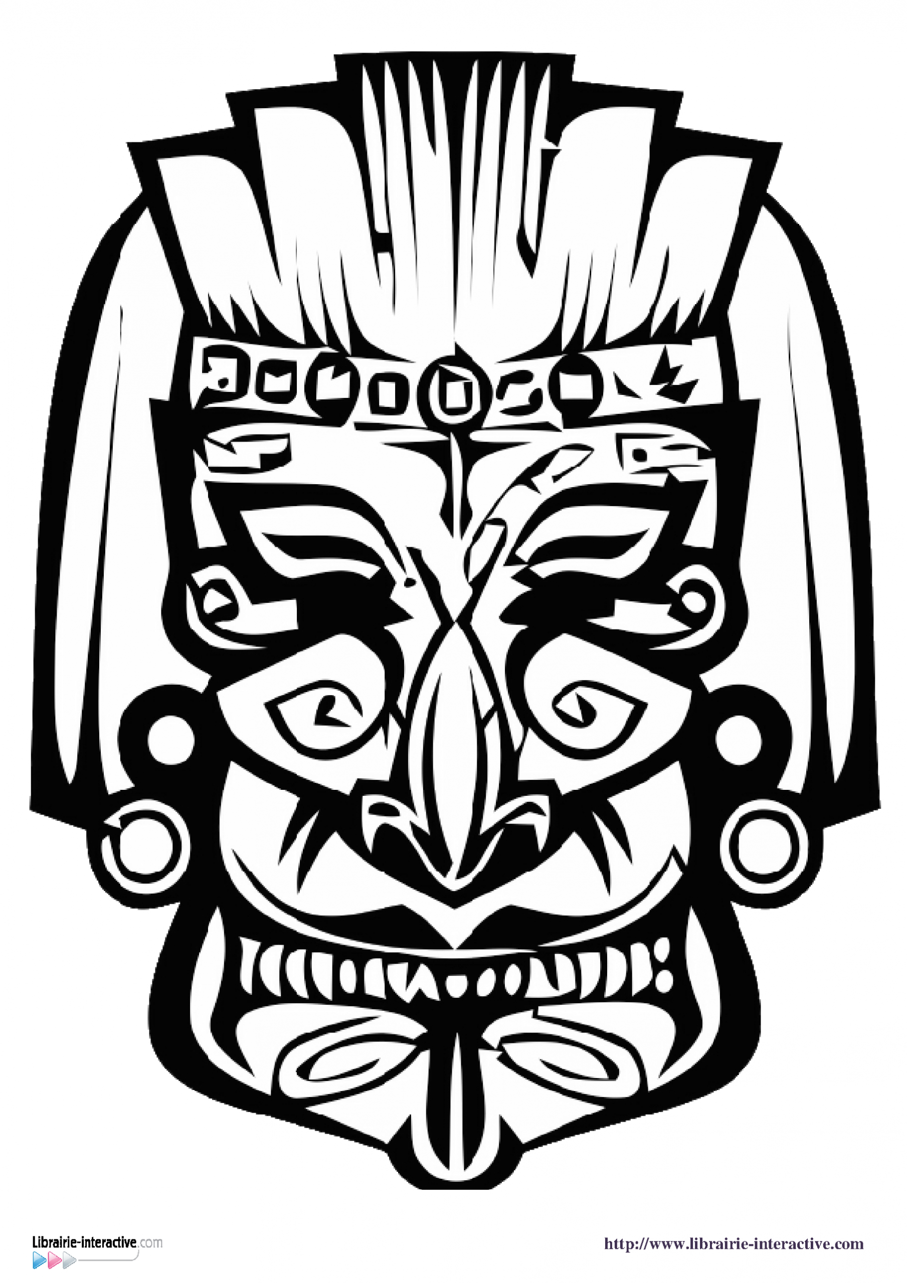Coloriage Masque Africain - Image 9  Masques Africains, Symboles Mayas avec Masque Dessin