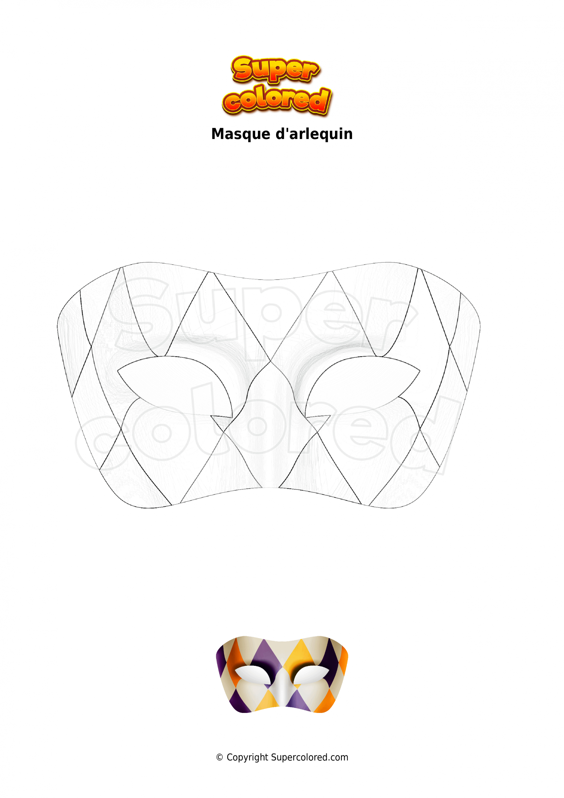 Coloriage Masque D&amp;#039;Arlequin - Supercolored concernant Coloriage Arlequin 