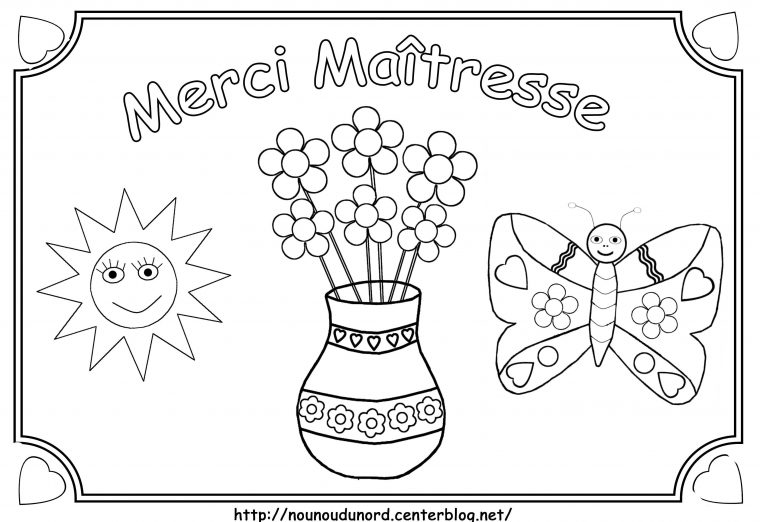 Coloriage Merci Maîtresse dedans Dessin Pour Coloriage