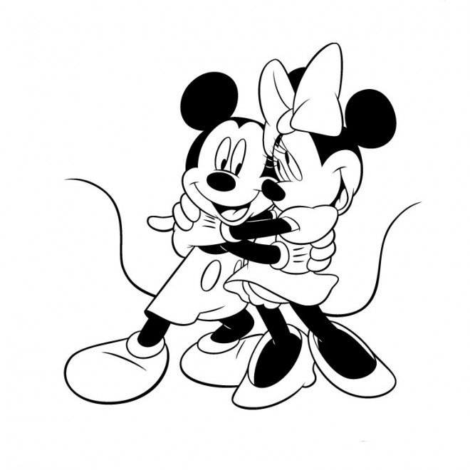 Coloriage Mickey Et Minnie Amoureux Dessin Gratuit À Imprimer pour Coloriage Mickey Et Minnie 