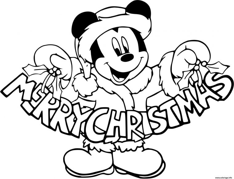 Coloriage Mickey Mouses Sign Merry Christmas Dessin Noel Disney À Imprimer serapportantà Coloriage Mickey A Imprimer