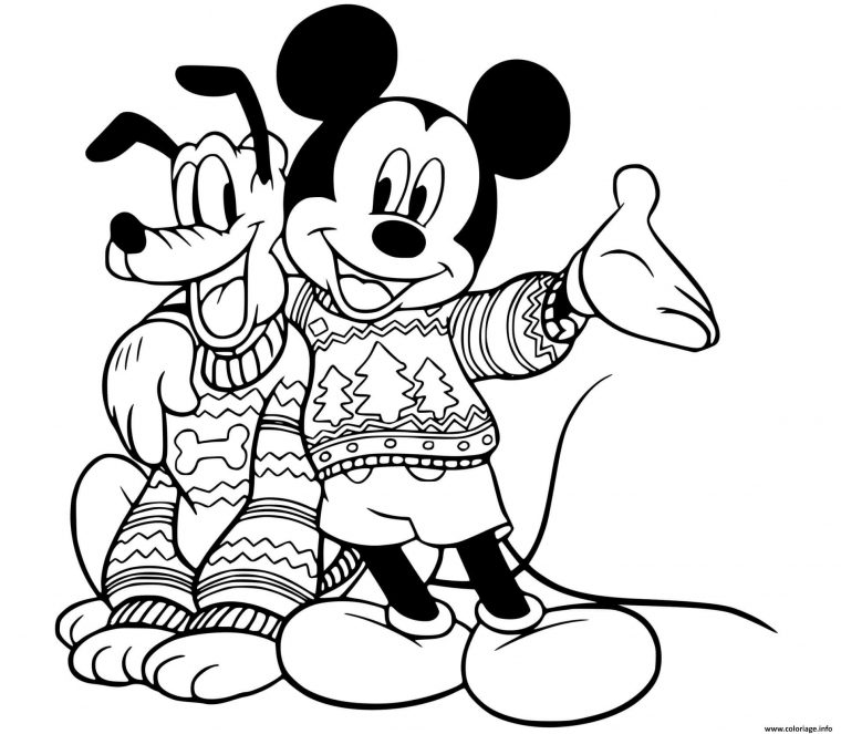 Coloriage Mickey Pluto In Sweaters Dessin Noel Disney À Imprimer serapportantà Coloriage Mickey A Imprimer