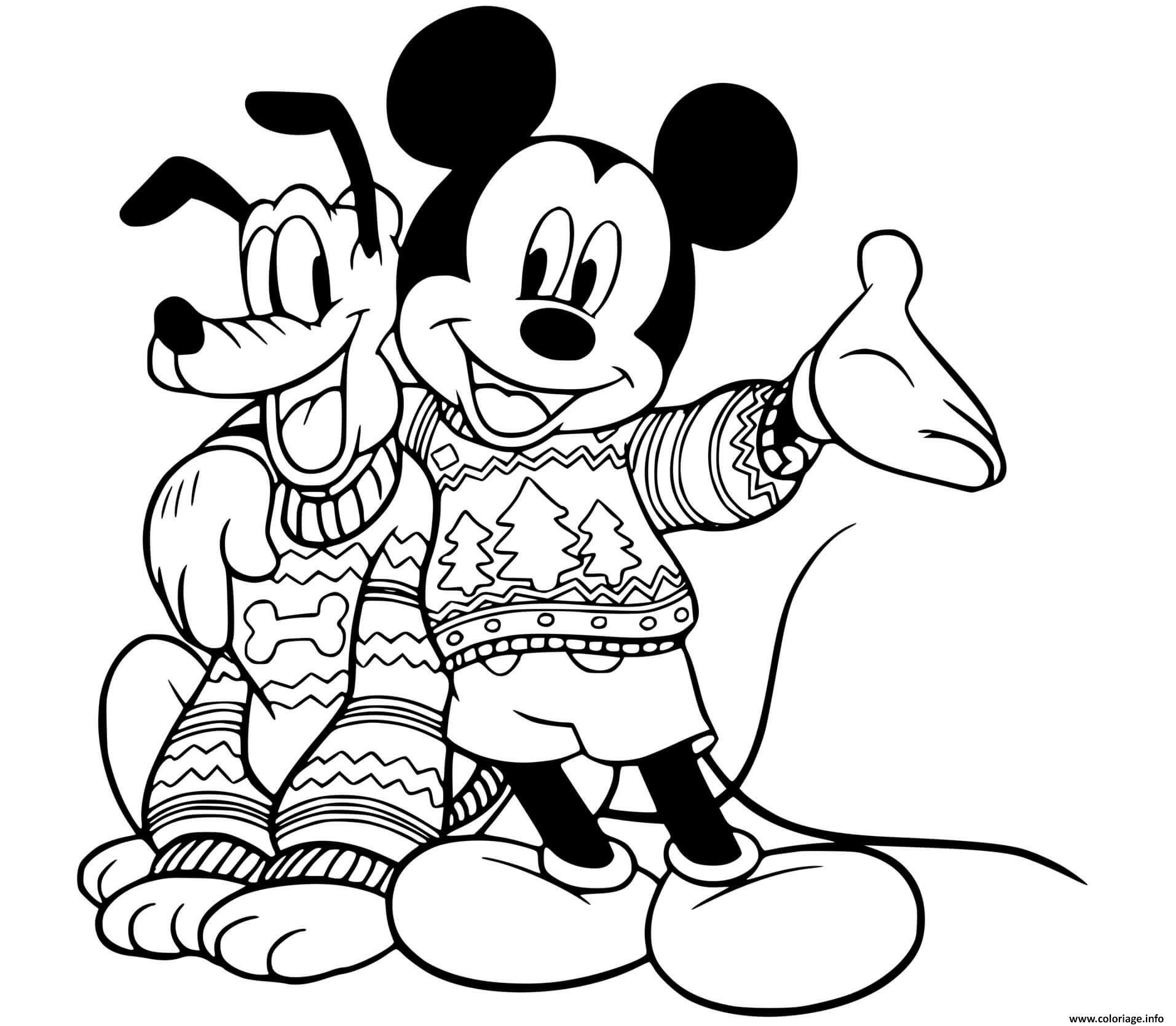 Coloriage Mickey Pluto In Sweaters Dessin Noel Disney À Imprimer serapportantà Coloriage Mickey A Imprimer 