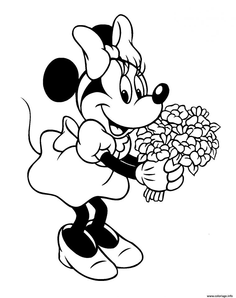 Coloriage Minnie Mouse Bouquet De Fleurs Dessin Disney Walt À Imprimer serapportantà Coloriage Disney A Imprimer