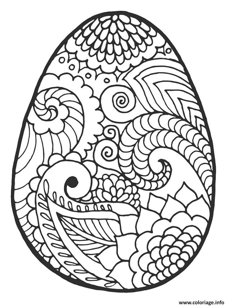 Coloriage Motifs Fleurs Vegetation Tropical Oeuf Dessin Paques À Imprimer dedans Coloriage De Paques A Imprimer