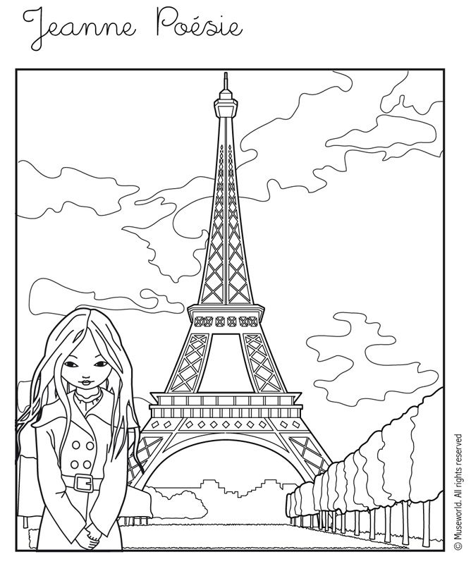 Coloriage Muse World À Colorier  Allofamille  Tour Eiffel, Coloring tout Tour Eiffel Coloriage