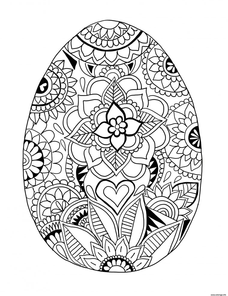 Coloriage Oeuf De Paques Mandala Motifs De Fleurs Dessin Paques Mandala destiné Coloriage Mandala Imprimer