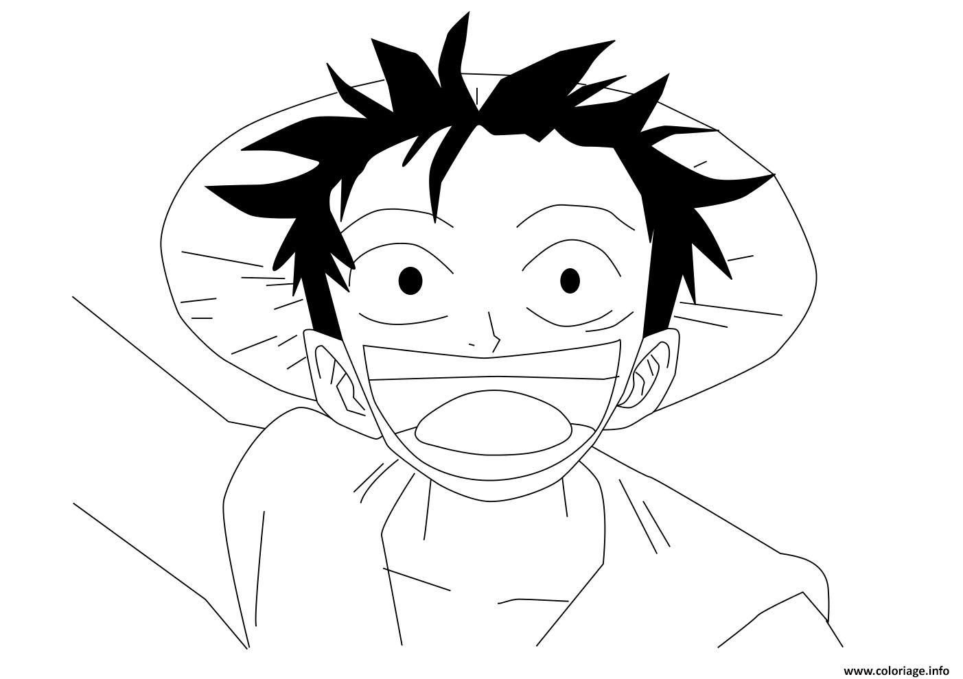 Coloriage One Piece Luffy Trop Heureux Dessin One Piece À Imprimer destiné Coloriage One Piece Personnages 