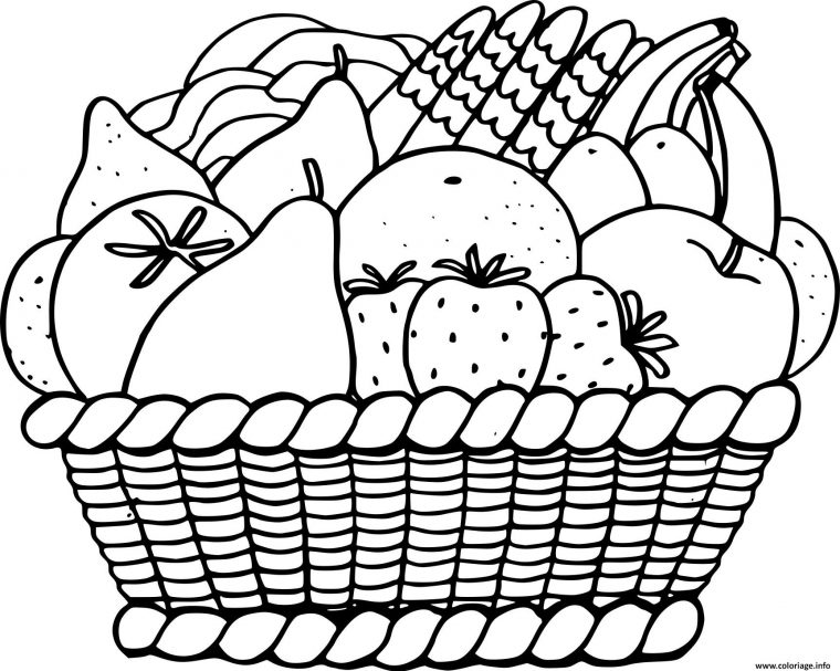 Coloriage Panier De Fruits Exotiques Dessin Fruits À Imprimer à Photos De Fruits À Imprimer