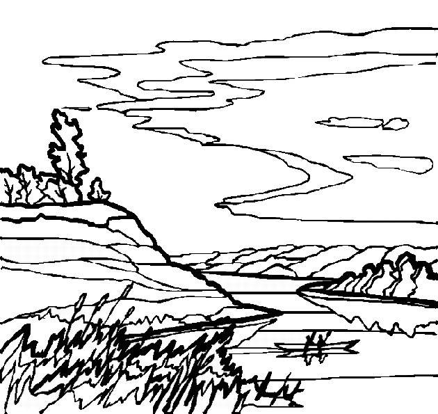Coloriage Paysage De Campagne À Main Levée à Paysage De Montagne À Colorier 