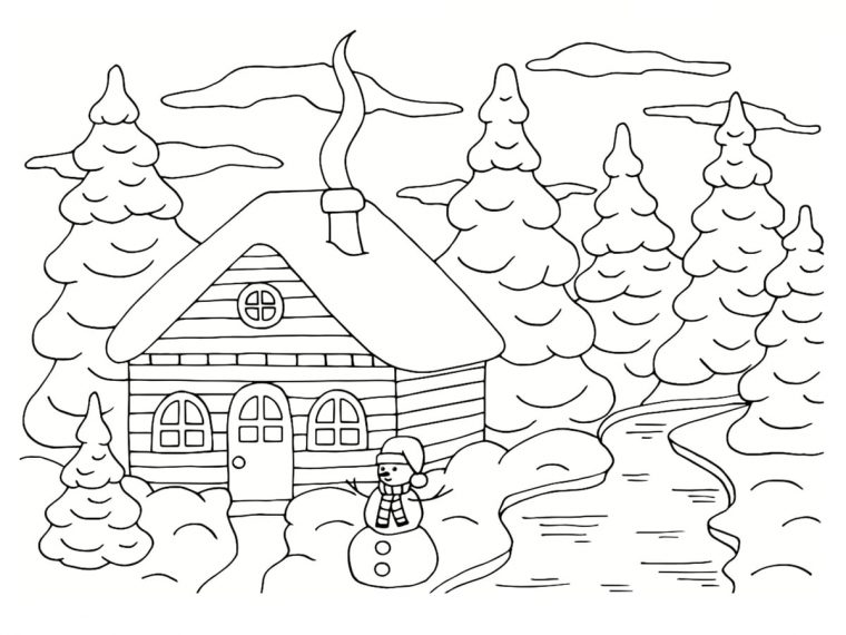 Coloriage Paysage Hiver : 30 Dessins À Imprimer Gratuitement avec Coloriage Hiver