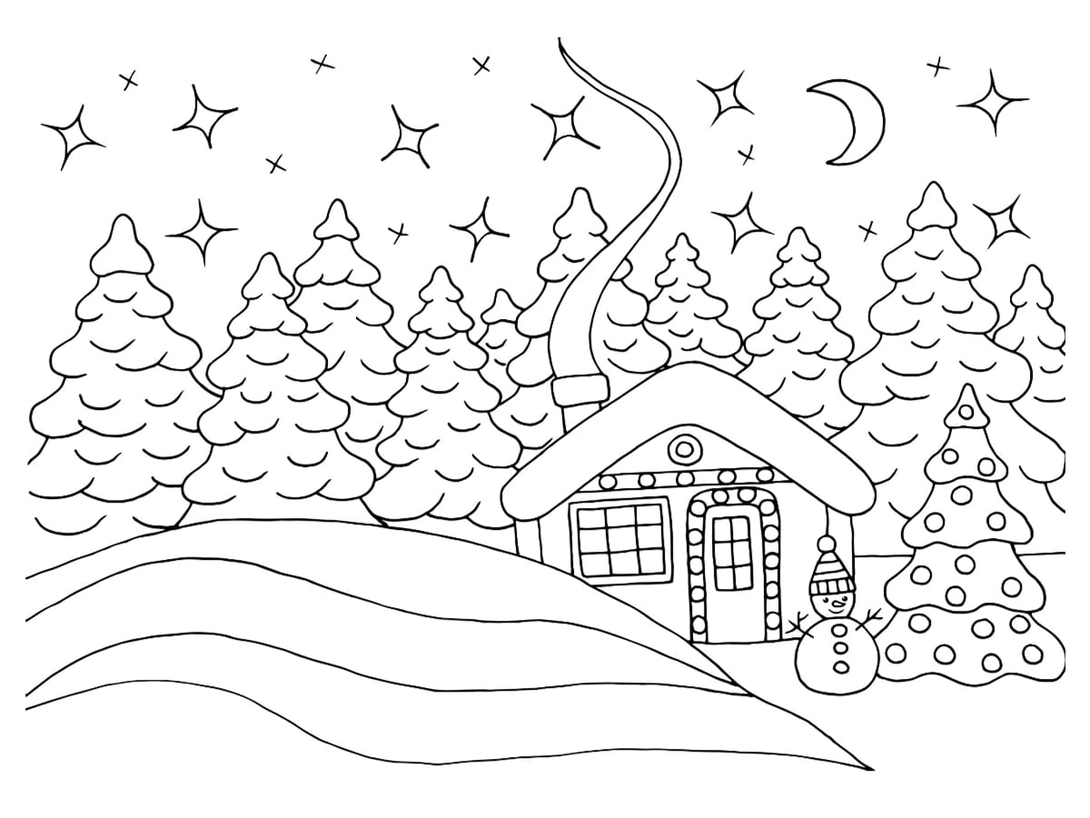 Coloriage Paysage Hiver : 30 Dessins À Imprimer Gratuitement destiné Dessin Hiver 