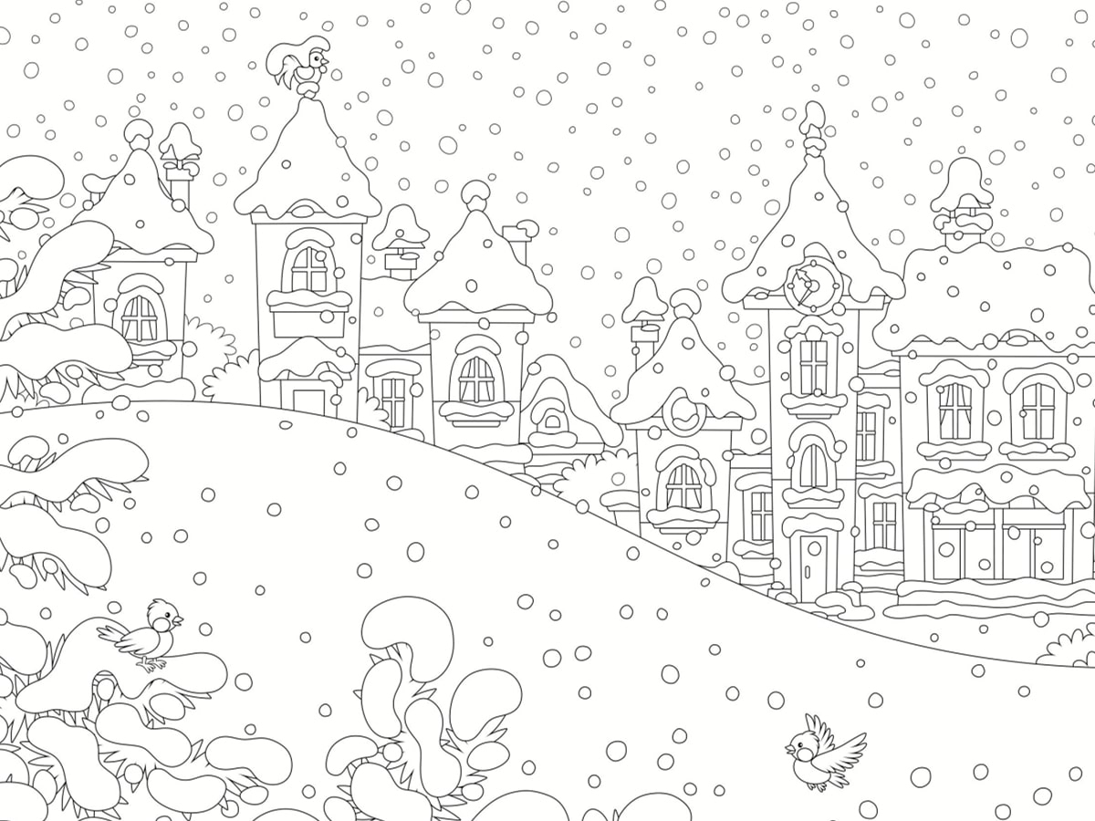 Coloriage Paysage Hiver : 30 Dessins À Imprimer Gratuitement intérieur Dessin Hiver 