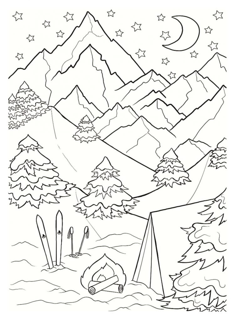 Coloriage Paysage Hiver : 30 Dessins À Imprimer Gratuitement serapportantà Coloriage Hiver