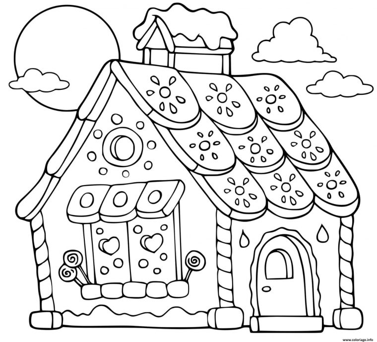 Coloriage Paysage Pain Epice Maison Biscuit Patisserie Dessin Maison En intérieur Coloriage En Ligne Maison