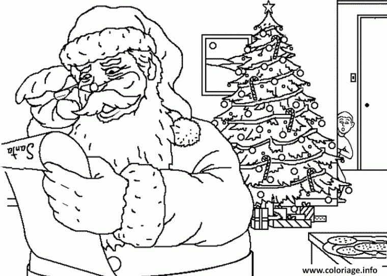 Coloriage Pere Noel Dans Maison Dessin Pere Noel À Imprimer à Coloriage Papa Noel À Imprimer