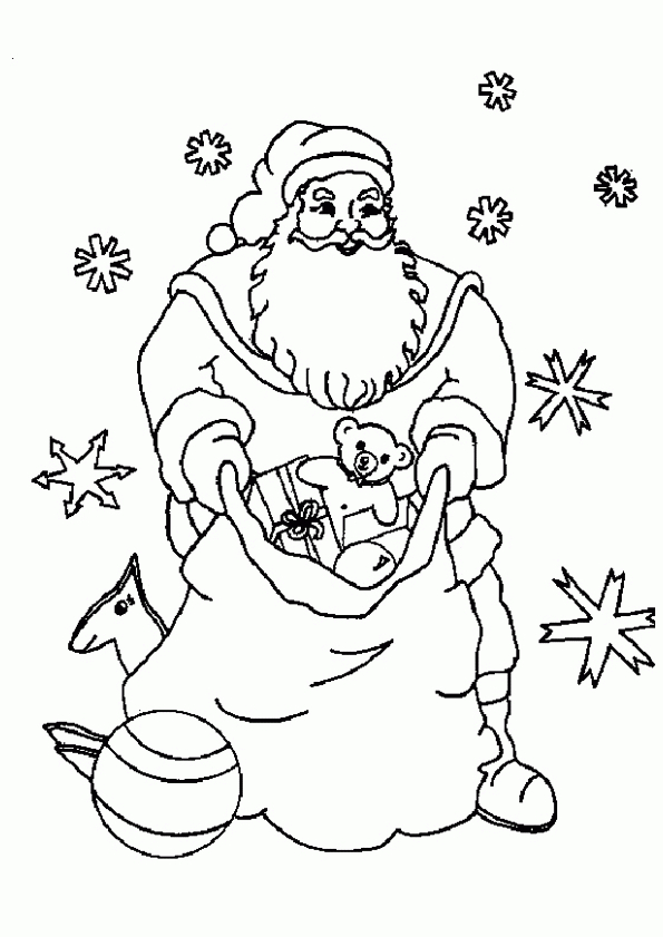 Coloriage Père Noël Et Sac À Jouets destiné Coloriage Papa Noel À Imprimer 