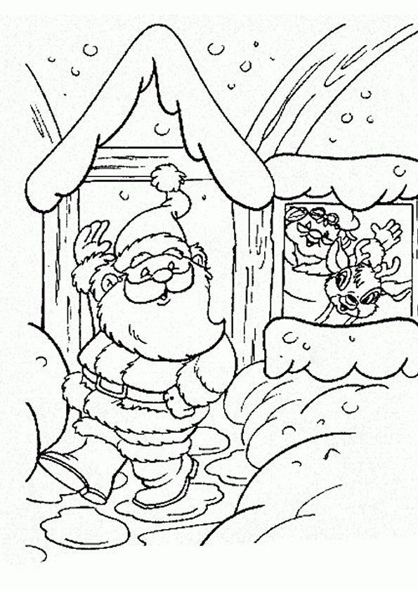Coloriage Père Noël Maison tout Coloriage Du Pere Noel A Imprimer 