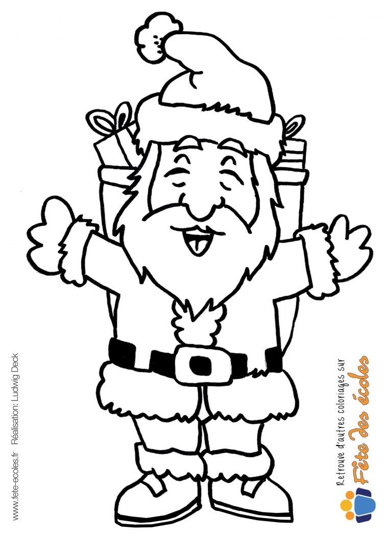 Coloriage Père Noël Prêt À Livrer Les Cadeaux destiné Pere Noel Coloriage