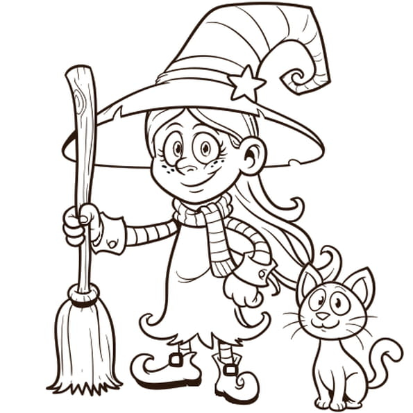 Coloriage Petite Sorcière En Ligne Gratuit À Imprimer à Dessin De Sorciere 