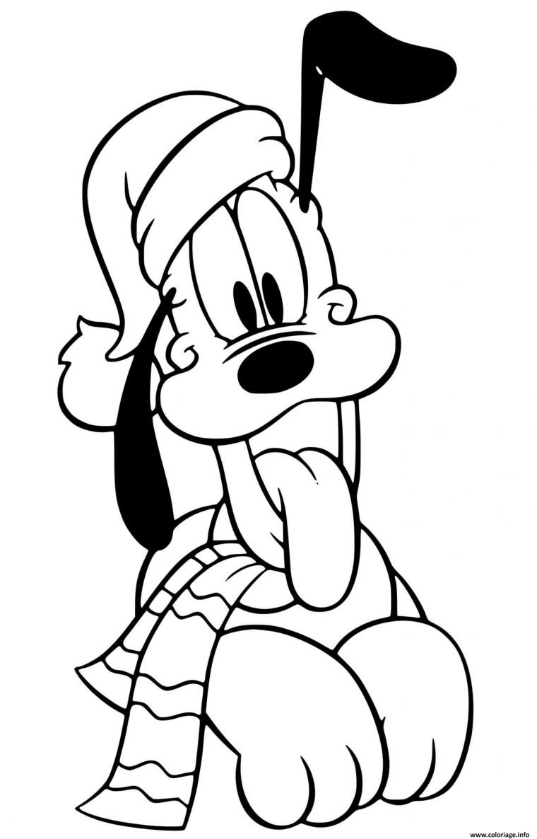 Coloriage Pluto Wearing Hat Scarf Dessin Noel Disney À Imprimer destiné Dessins A Imprimer