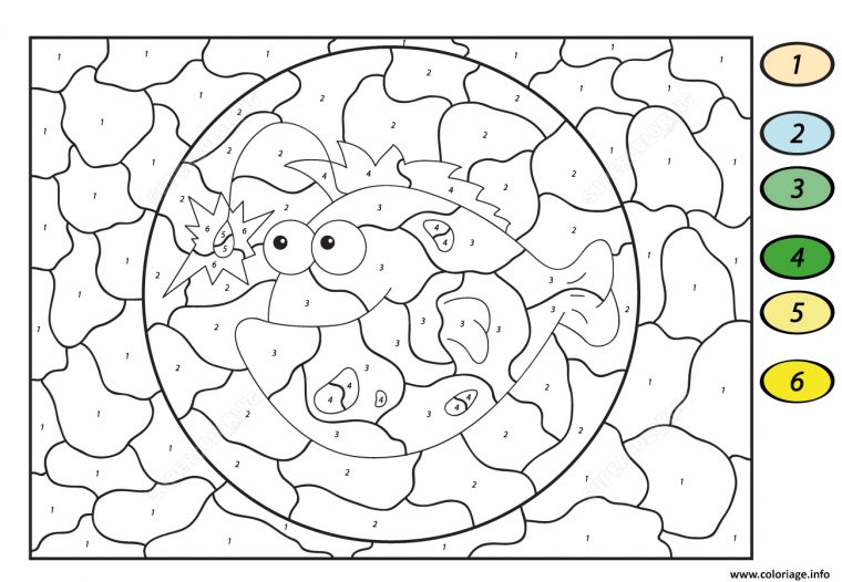 Coloriage Poisson De La Mer Par Numero Dessin Par Numero À Imprimer tout Coloriage Animaux De La Mer