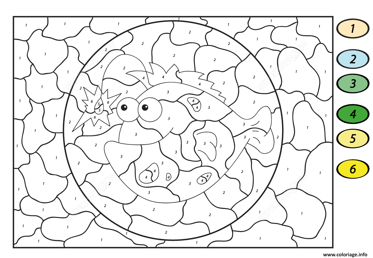 Coloriage Poisson De La Mer Par Numero Dessin Par Numero À Imprimer tout Coloriage Animaux De La Mer 