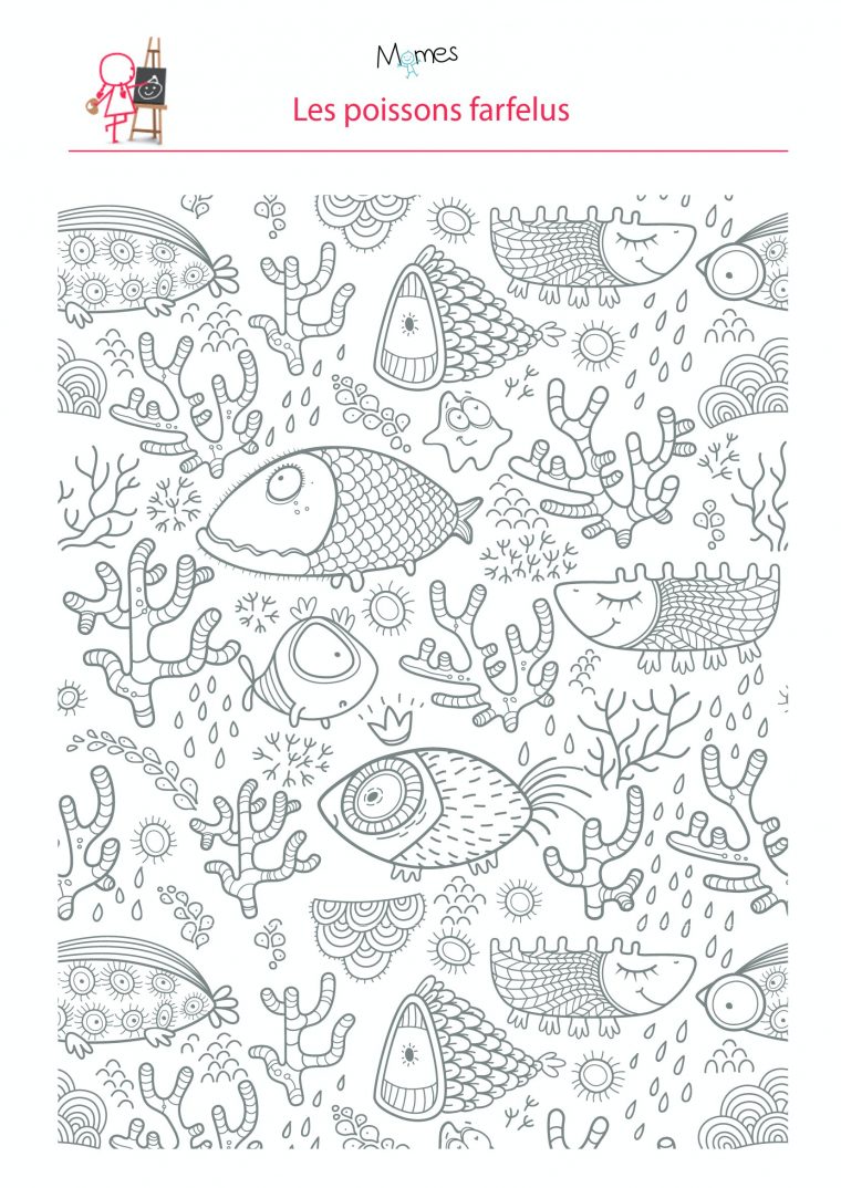 Coloriage Poissons Dans L'Eau  Momes pour Dessin De Poisson