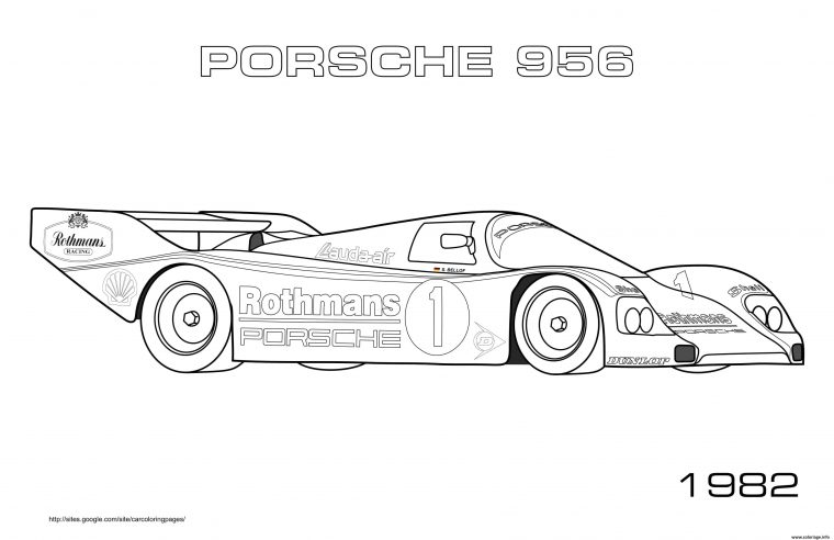 Coloriage Porsche 956 1982 Dessin Voiture De Course À Imprimer concernant Coloriage En Ligne Voiture