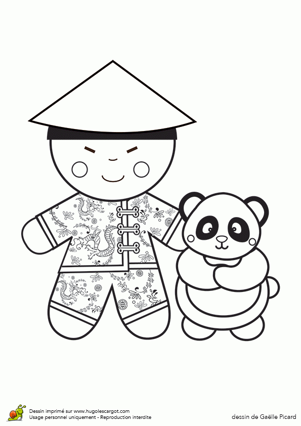 Coloriage Poupee Du Monde Chinois Sur Hugolescargot tout Coloriage De Chine 