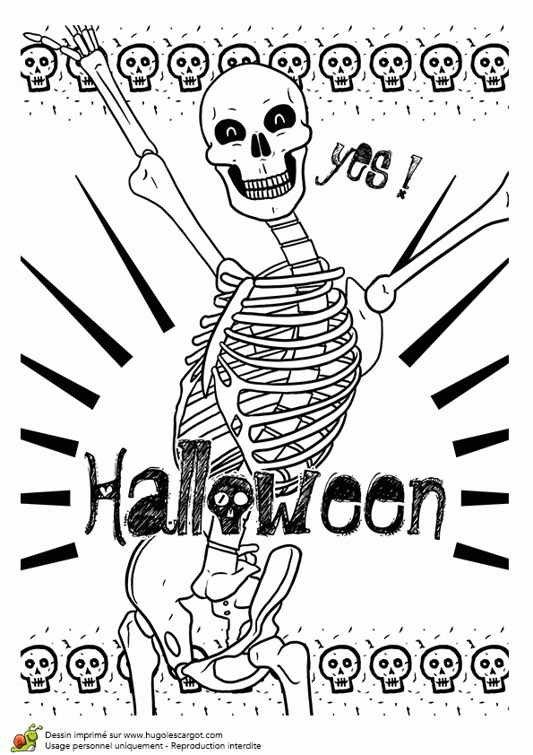 Coloriage Pour La Fête D&amp;#039;Halloween, Un Squelette serapportantà Coloriage Squelette Halloween 