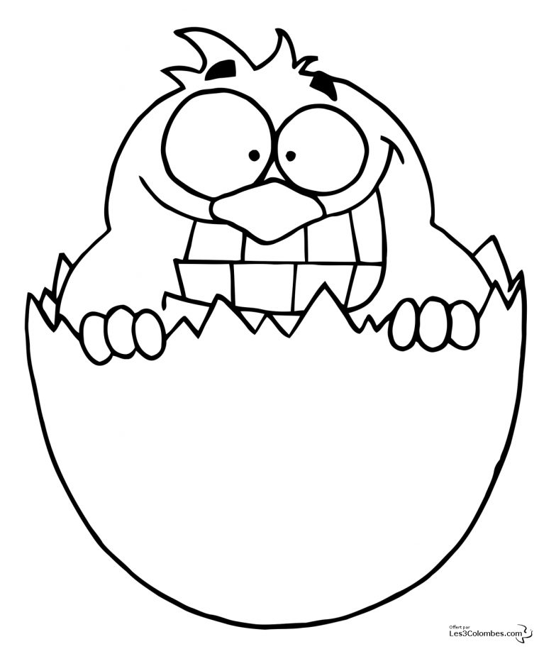 Coloriage Poussin Cartoon De Paques 2 – Coloriage En Ligne Gratuit Pour concernant Coloriage De Poussin