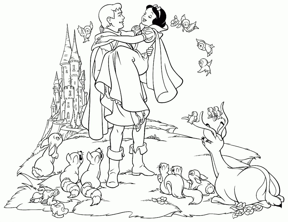 Coloriage - Prince Et Blanche Neige Se Marient pour Coloriage Prince