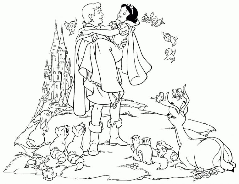 Coloriage – Prince Et Blanche Neige Se Marient pour Coloriage Prince