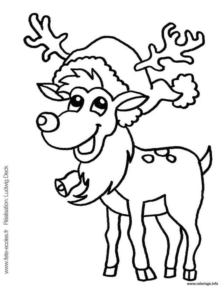 Coloriage Renne De Noel Joyeux Et Decembre Dessin Renne De Noel À Imprimer destiné Coloriage De Rennes Du Pere Noel