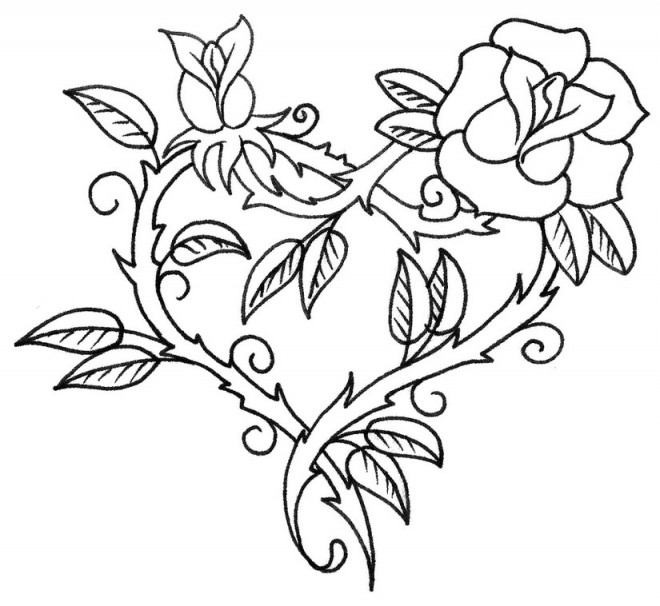 Coloriage Rose D&amp;#039;Amour Rouge Dessin Gratuit À Imprimer concernant Coloriage D Amour 