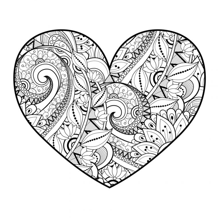 Coloriage Saint-Valentin : Un Cœur Géant encequiconcerne Coloriage De Coeur