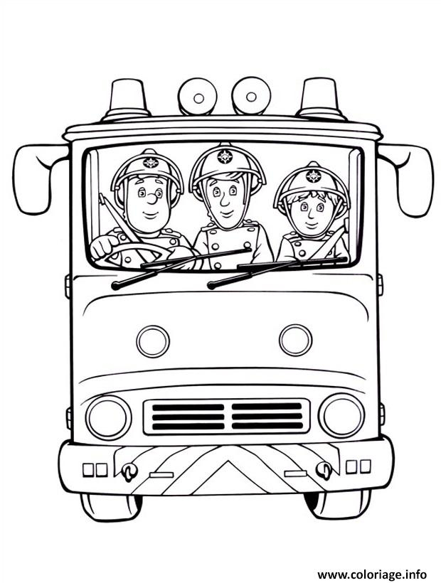 Coloriage Sam Le Pompier Et Camarades Dans Un Camion De Pompiers Dessin pour Coloriage Pompier