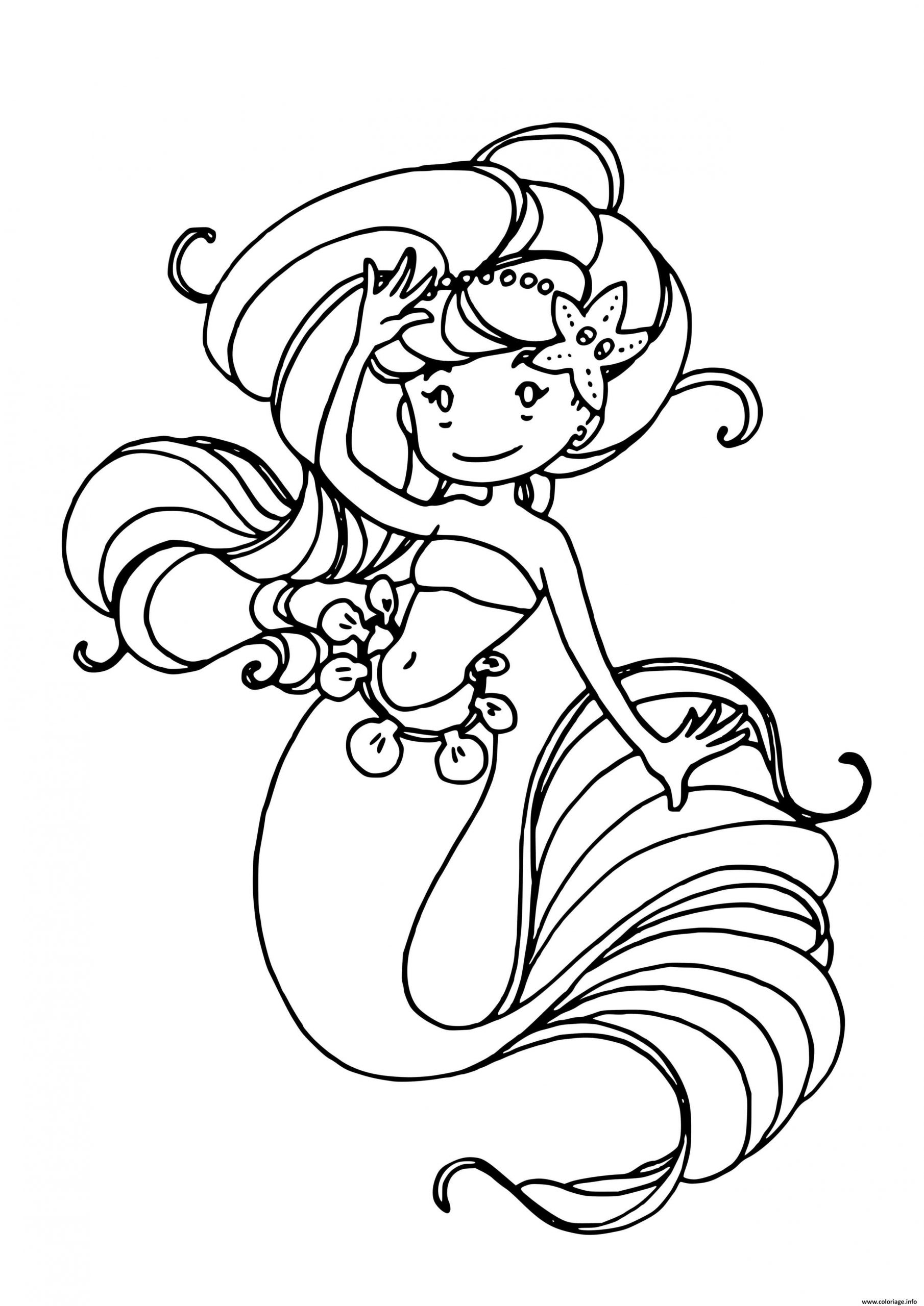 Coloriage Sirene Enfant Princesse Avec De Jolie Cheveux Dessin Sirene À intérieur Imprimer Des Coloriages 
