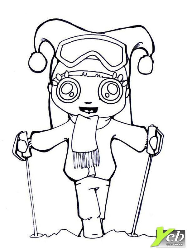 Coloriage Skieuse Kawaii Mignonne Dessin Gratuit À Imprimer avec Coloriage Skieur 