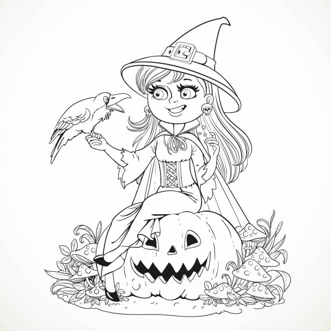 Coloriage Sorcière Halloween Gratuit À Imprimer encequiconcerne Dessin De Halloween