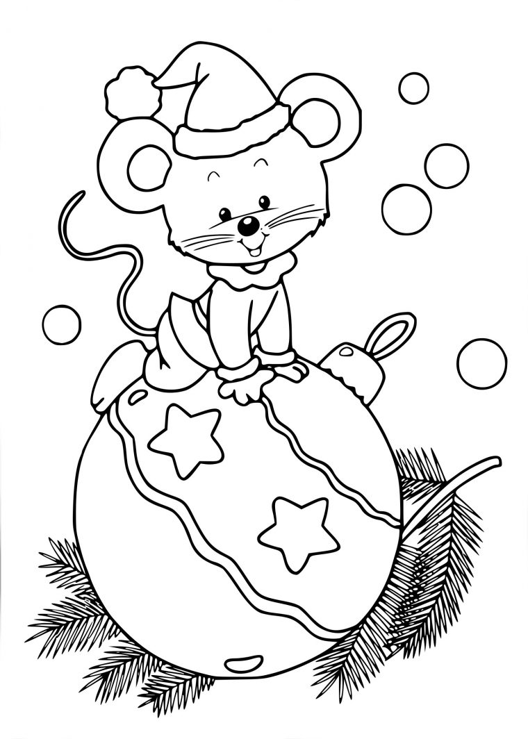 Coloriage Souris Boule De Noel À Imprimer destiné Dessin À Colorier De Noel