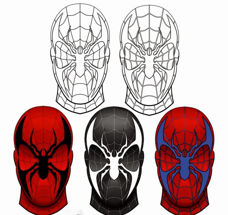 Coloriage Spiderman Masque  Coloriage En Ligne destiné Coloriage Facile