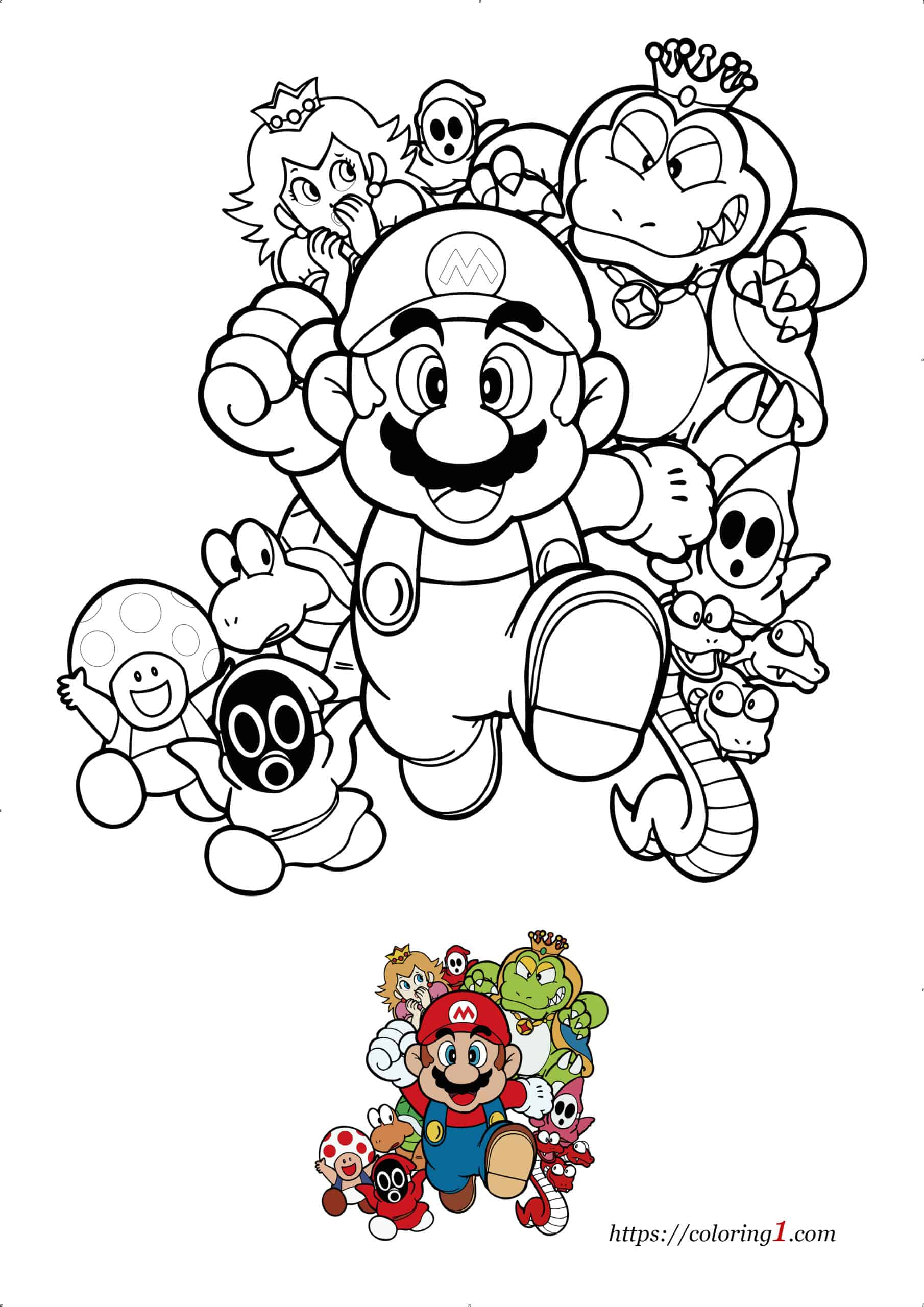 Coloriage Super Mario Bros - Coloriage Gratuit À Imprimer Dessin 2021 intérieur Mario Bros Dessin