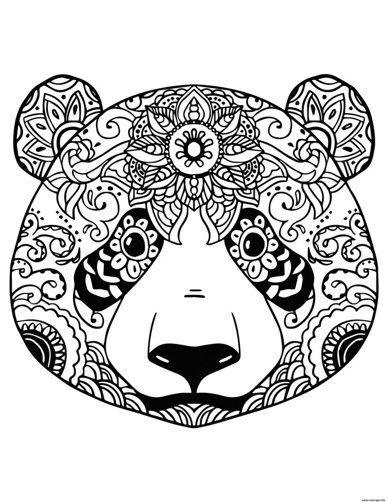 Coloriage Tete De Panda Pour Adulte Relaxation Mandala Dessin Panda À à Dessin De Mandala À Imprimer